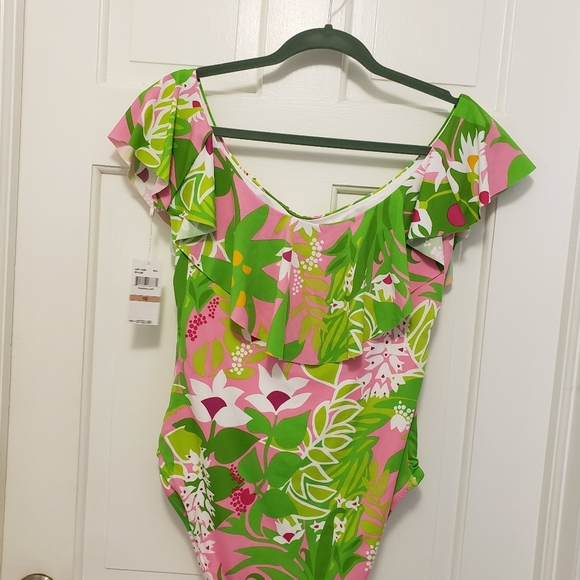 NWT Trina Turk Swim & Spa Collection Tropical Print Swimsuit Size 12, Ret. $132 - Picture 3 of 6